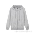 Zipper sweater thickened solid color hooded cardigan